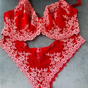 Wacoal Red Lace Bra and Pantie Set